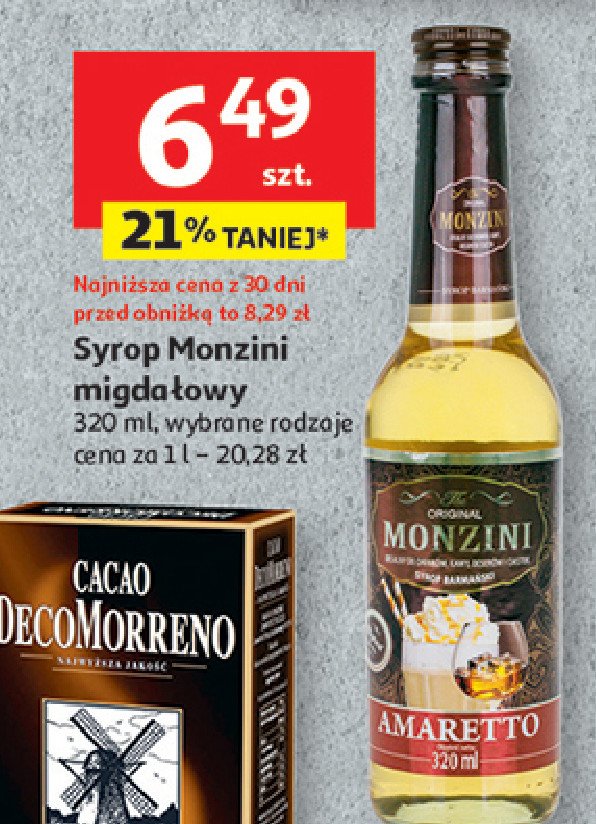 Syrop barmański amaretto Monzini original promocja w Auchan