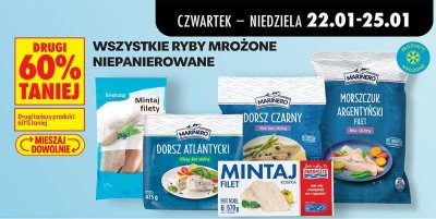 Ryby Dorsz Atlantycki filety mrożone niepanierowane Marinero promocja w Biedronka