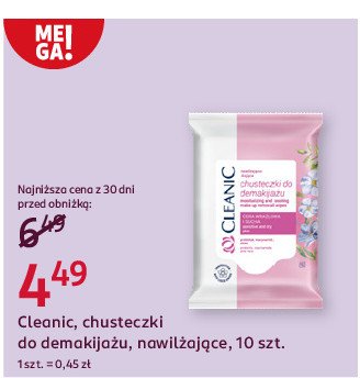 Chusteczki do demakijażu do cery normalnej i mieszanej Cleanic natural beauty promocja w Rossmann