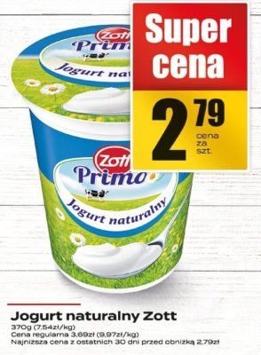 Jogurt naturalny Zott promocja w Supeco