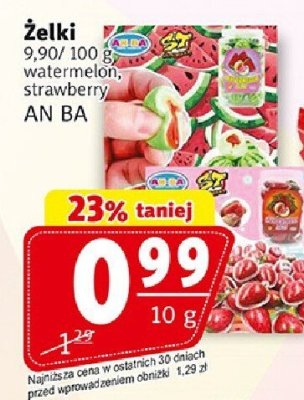 Żelki watermelon, strawberry AN BA promocja w Prim Market