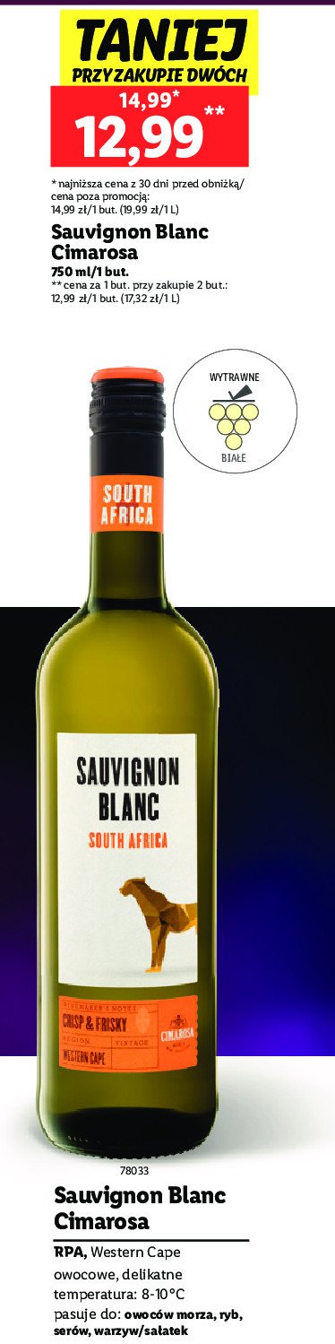 Wino Cimarosa sauvignon blanc promocja