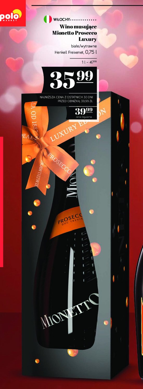 Wino kartonik Mionetto prosecco luxury promocja