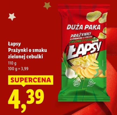 Prażynki o smaku zielonej cebulki Łapsy promocja w Lidl