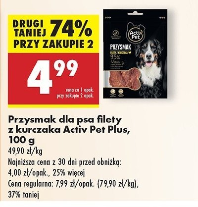 Przysmak dla psa filety z kurczaka Activ pet promocja w Biedronka