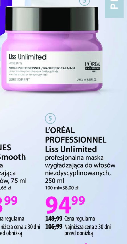 Maska wygładzająca do włosów puszących się L'OREAL LISS UNLIMITED promocja