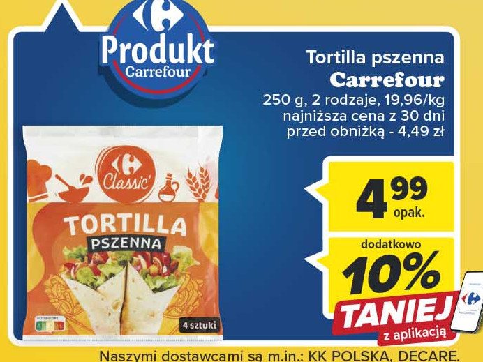 Tortilla pszenna Carrefour promocja