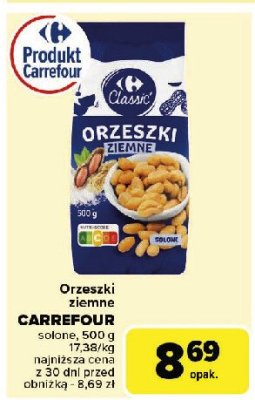 Orzeszki ziemne solone Carrefour classic promocja
