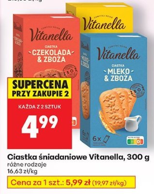 Ciastka śniadaniowe Vitanella, 300 g: różne rodzaje promocja w Biedronka