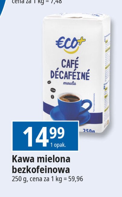 Kawa bezkofeinowa mielona Eco+ promocja w Leclerc