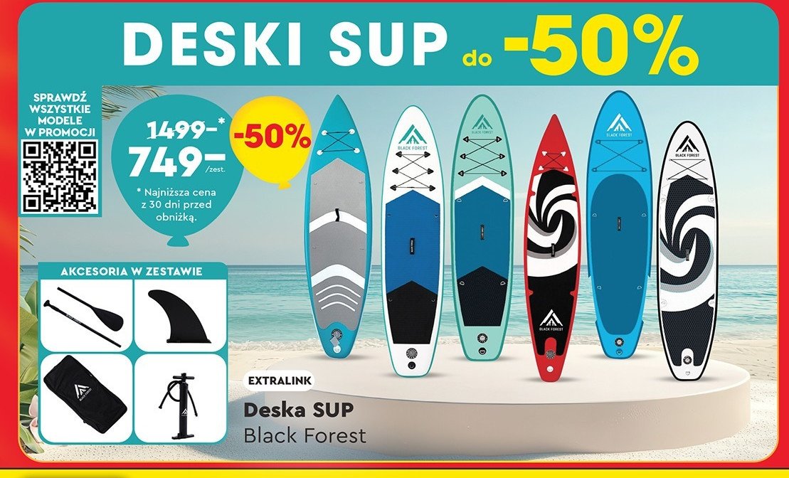 Deska sup black forest Extralink promocja w Biedronka