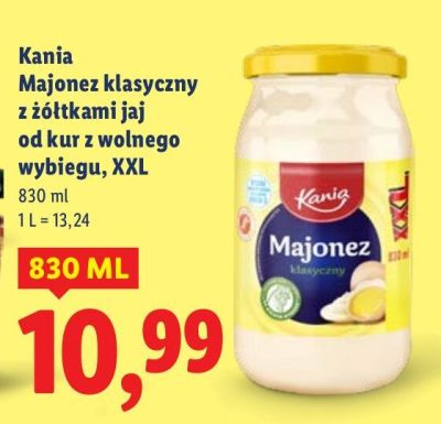 Majonez klasyczny z żółtkami jaj od kur z wolnego wybiegu XXL Kania promocja w Lidl