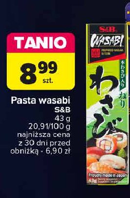 Pasta wasabi S&b promocja