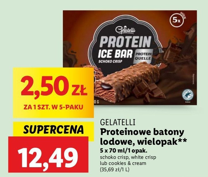 Lody czekoladowe Gelatelli protein promocja w Lidl