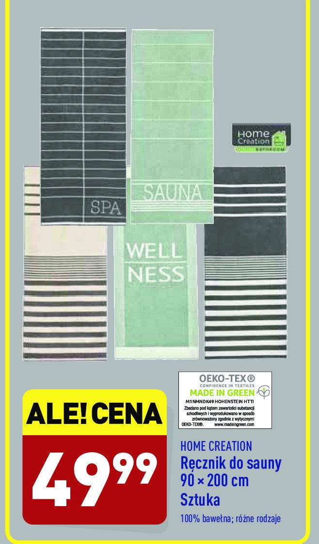 R臋cznik do sauny 90 x 200 cm Home creation promocja