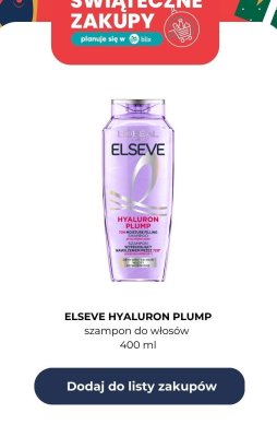 Szampon do włosów Elseve Hyaluron Plump promocja w Biedronka
