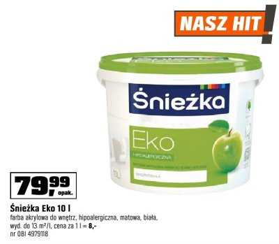 Farba akrylowa Śnieżka Eko promocja w OBI
