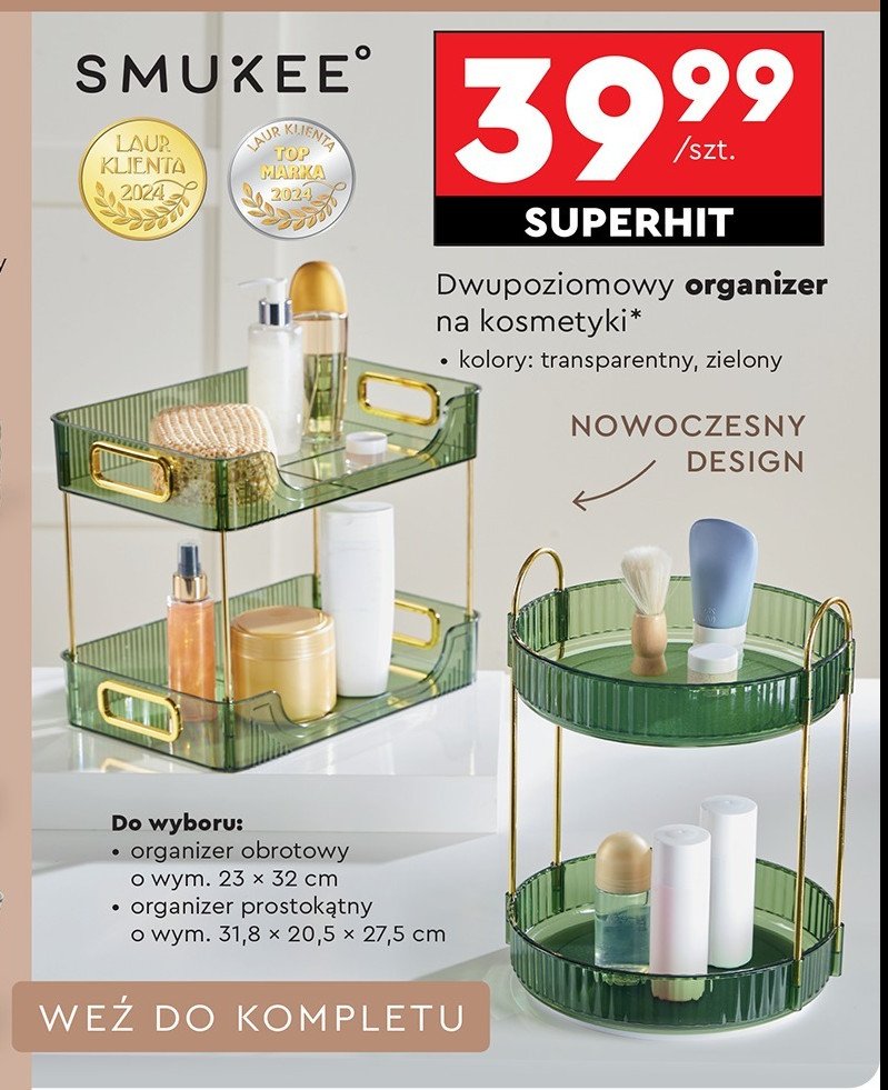 Organizer dwupoziomowy 31.8 x 20.5 x 27.5 cm Smukee promocja w Biedronka