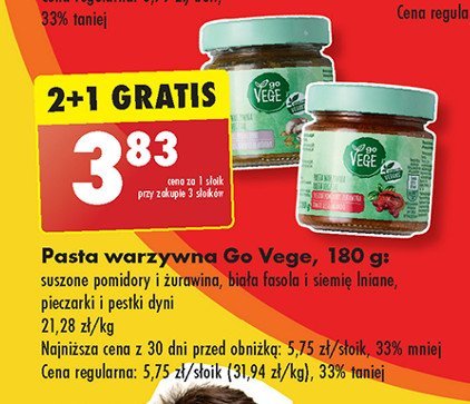 Pasta warzywna z suszonymi pomidorami i żurawiną Govege promocja