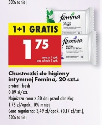 Chusteczki do higeny intymnej fresh Femina intimea promocja