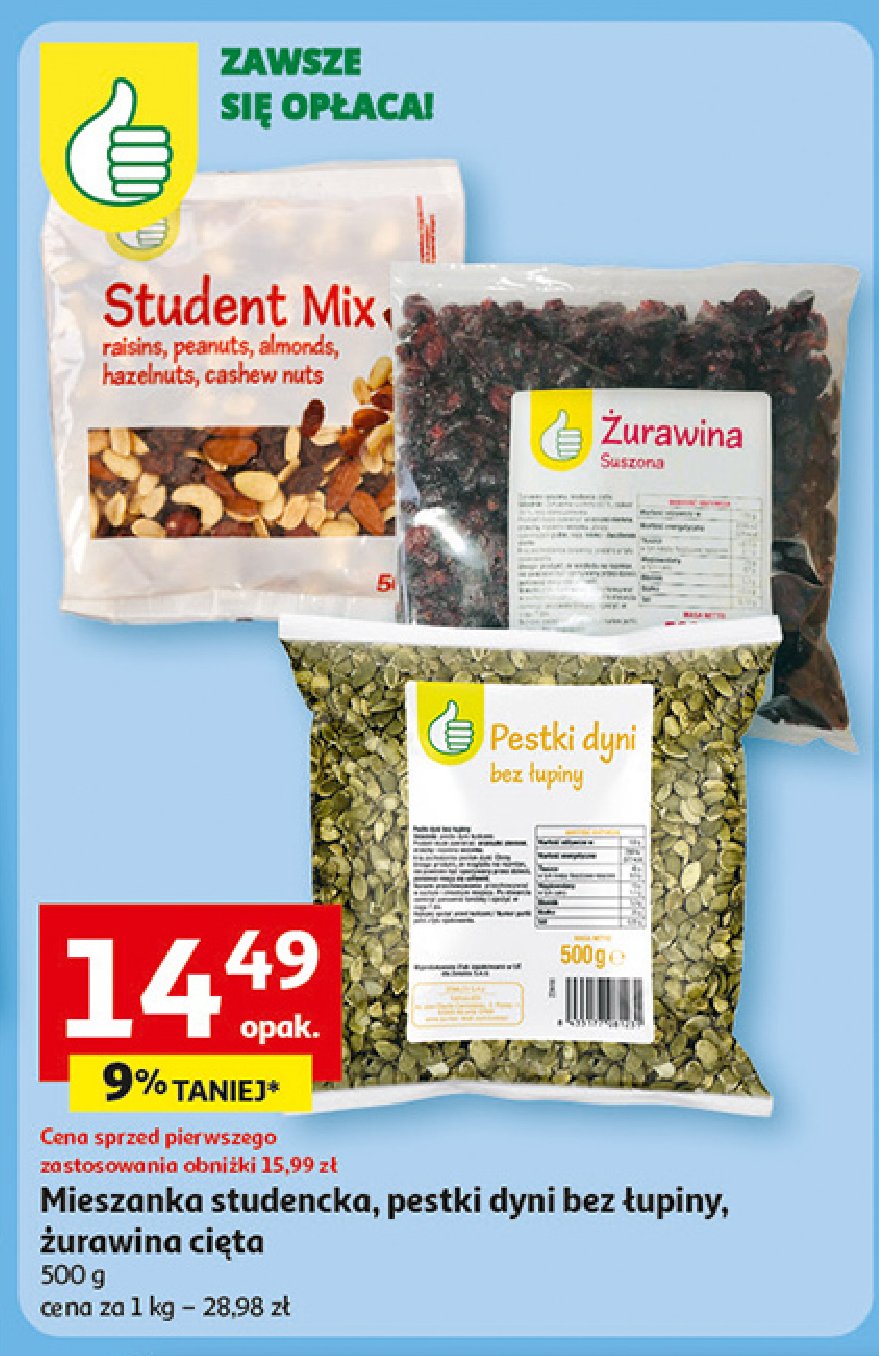 Żurawina suszona Podniesiony kciuk promocja w Auchan