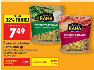 Świeże Tortellini Rana z serem ricotta i szpinakiem 250g promocja w Biedronka