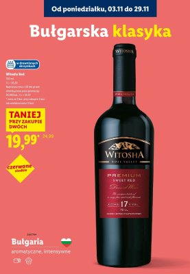 Wino Witosha Red Premium Sweet czerwone słodkie promocja w Lidl