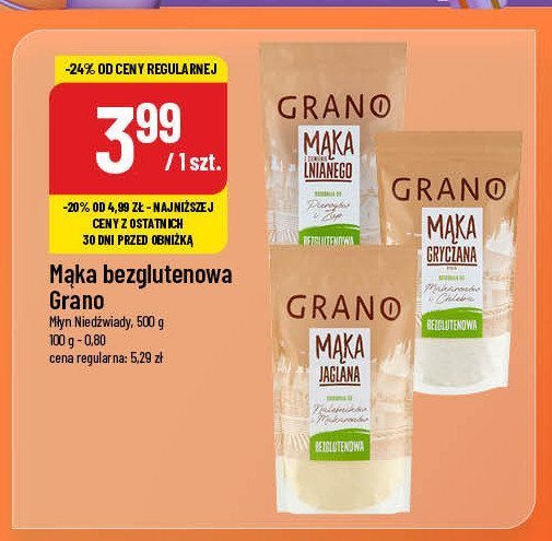 Mąka jaglana bezglutenowa Grano promocja