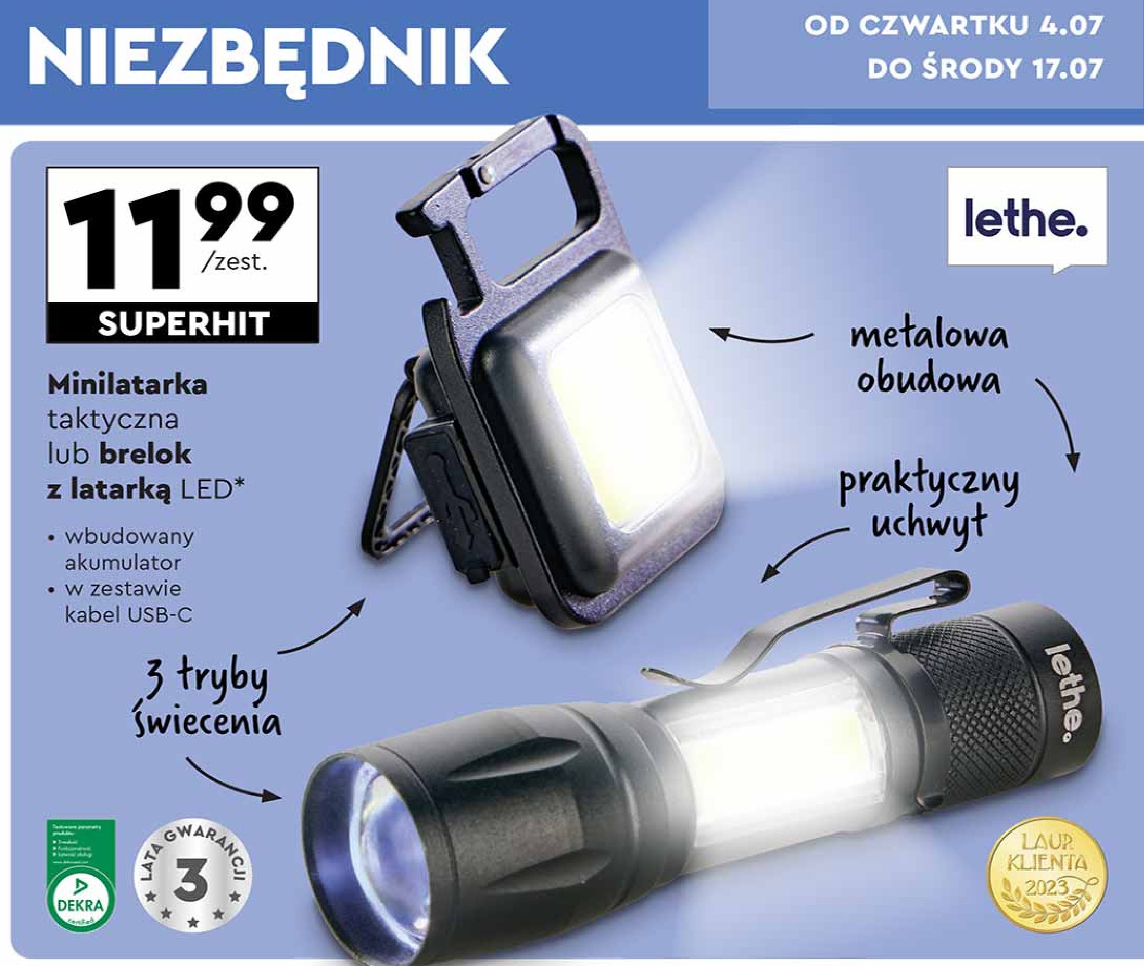 Brelok z latarka led Lethe promocja