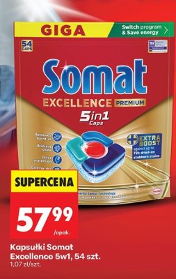 Kapsułki do zmywarki Somat Excellence 5w1 54 szt. promocja w Biedronka