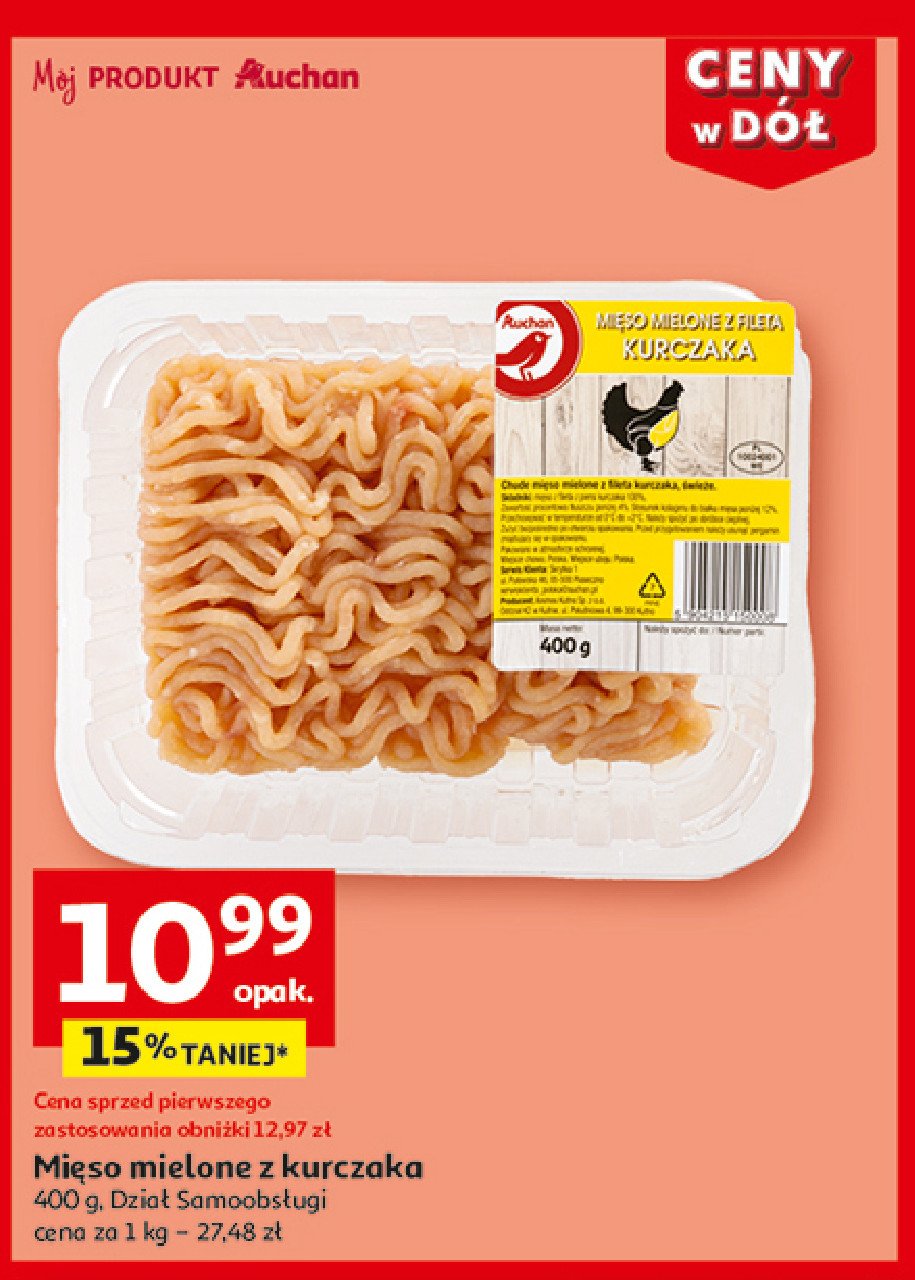 Mięso mielone z fileta z kurczaka Auchan promocja w Auchan