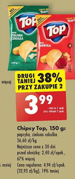 Chipsy paprykowe Top chips Top (biedronka) promocja