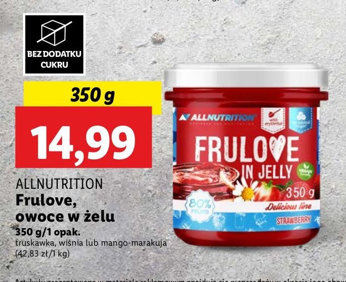 Wiśnie w żelu Allnutrition frulove promocja w Lidl