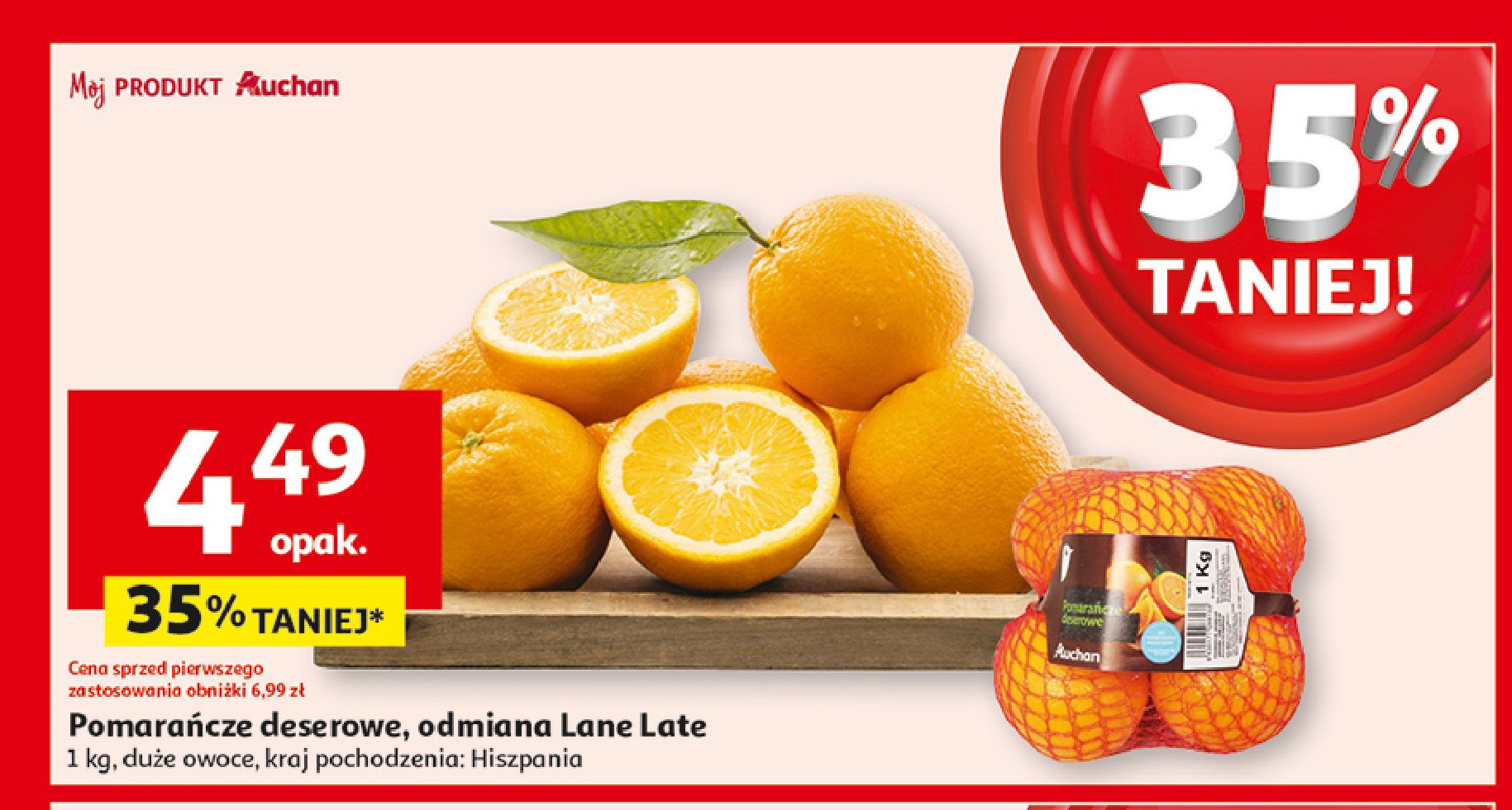 Pomarańcze lane late Auchan różnorodne (logo czerwone) promocja