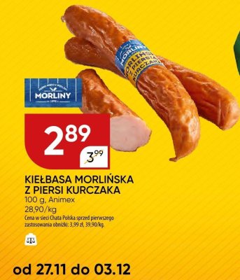 Kiełbasa Morlińska z piersi kurczaka promocja w Chata Polska