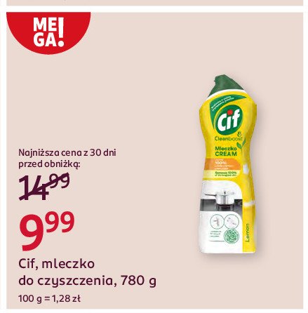 Mleczko do czyszczenia z mikrokryształkami lemon Cif cream promocja w Rossmann