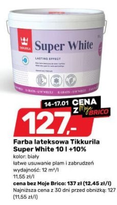 Farba lateksowa Super White 10 l +10% Tikkurila promocja w Bricomarche