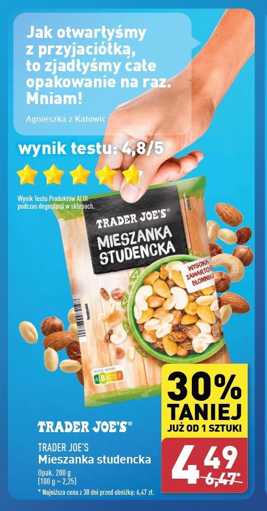 Mieszanka studencka Trader joe's promocja w Aldi