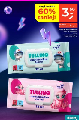 Chusteczki nawilżane Tullino 72 szt. w opakowaniu promocja w Dealz