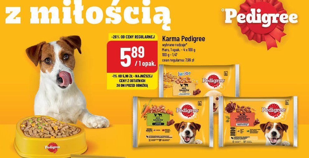 Karma dla psa kurczak - jagnięcina Pedigree promocja