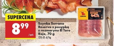 Szynka serrano reserva z posypką z rozmarynu El toro rojo promocja