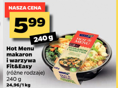 Makaron i warzywa Fit & easy promocja