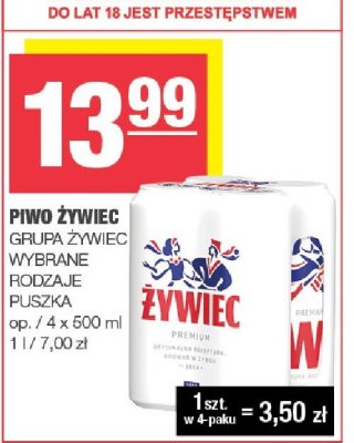 Piwo Żywiec białe z nutą maliny promocja w SPAR