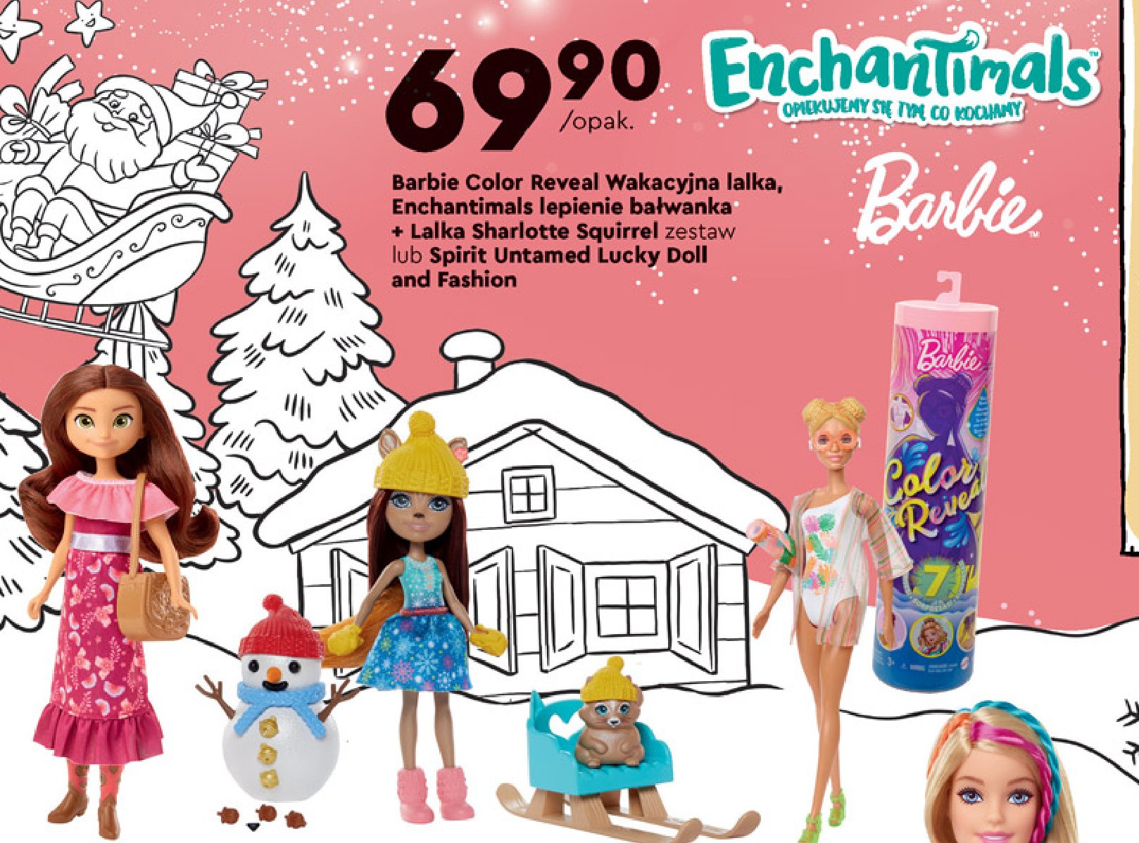 Lalka enchantimals lepienie bałwanka Mattel promocja