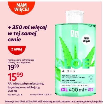 Płyn micelarny łagodzaco-nawilżający AA ALOES promocja