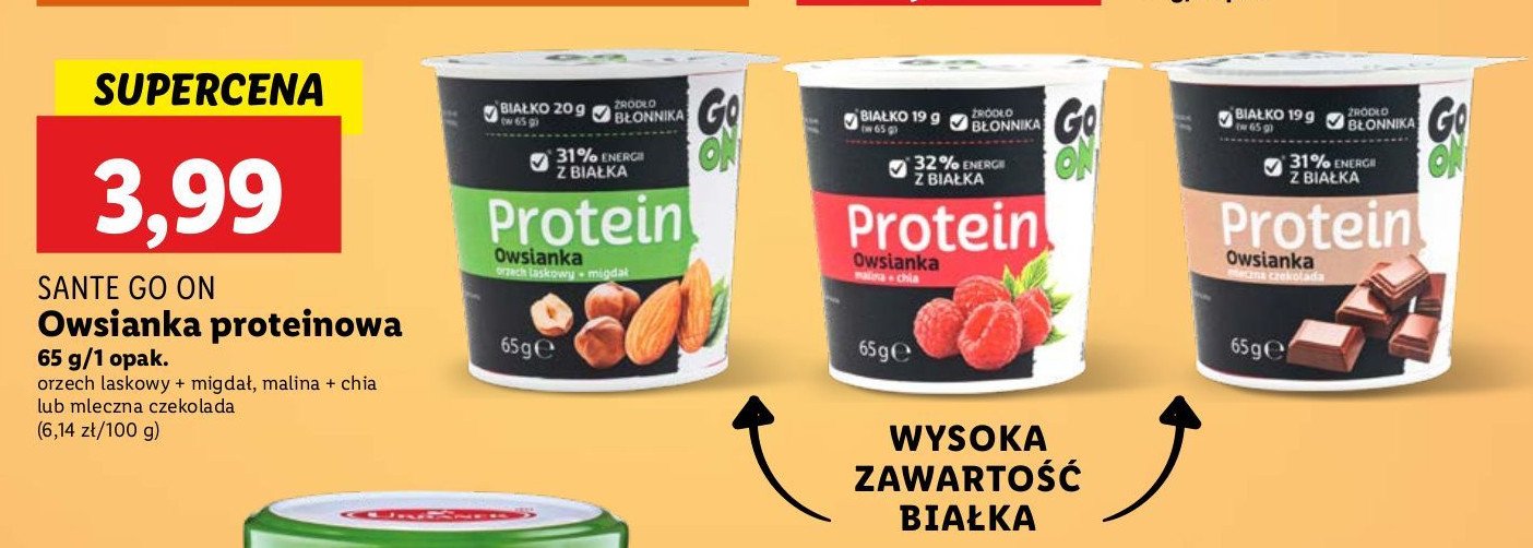 Owsianka proteinowa malina z chia Go on! promocja w Lidl