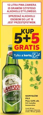 Piwo Namysłów Pils 0.5l butelka bezwrotna promocja w Kaufland