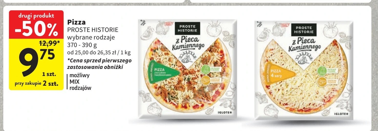 Pizza 4 sery Iglotex proste historie z pieca kamiennego promocja