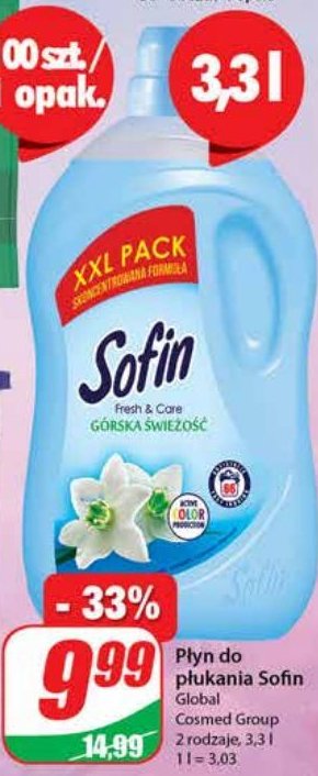 Płyn do płukania górska świeżość Sofin fresh & care promocja