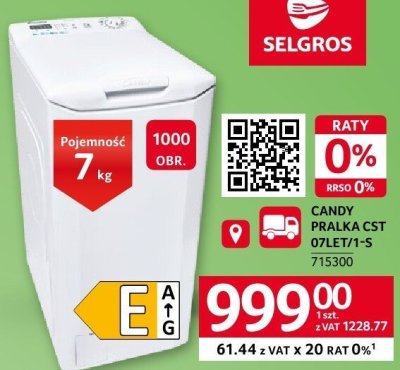 Pralka Candy CST 07LET/1-S promocja w Selgros